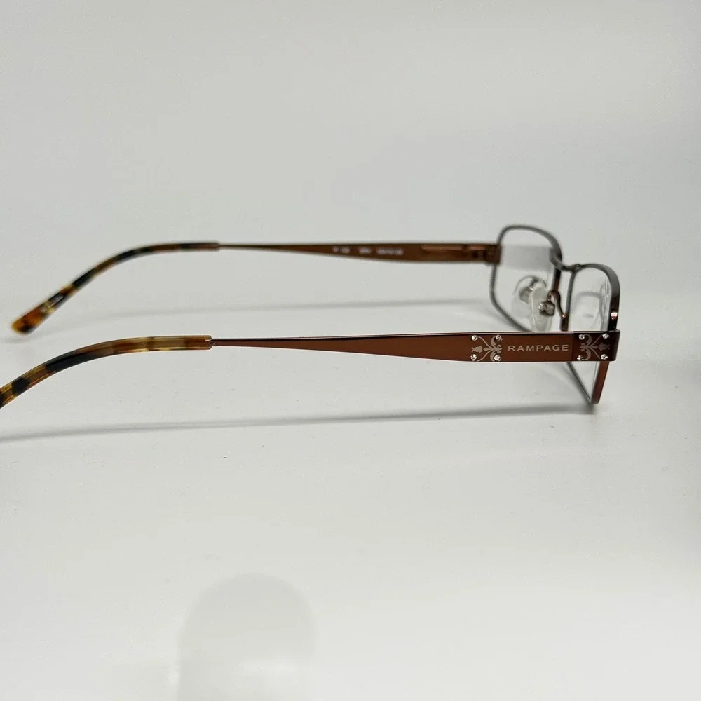 Rampage R122 Brown Rectangular Eyeglass Frames Crystal Detail 52-16-135‎ BRN